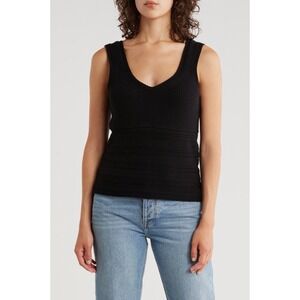 NWT DKNY Womens Sweater Tank Top Shirt Blouse Size Médium Black V Neck